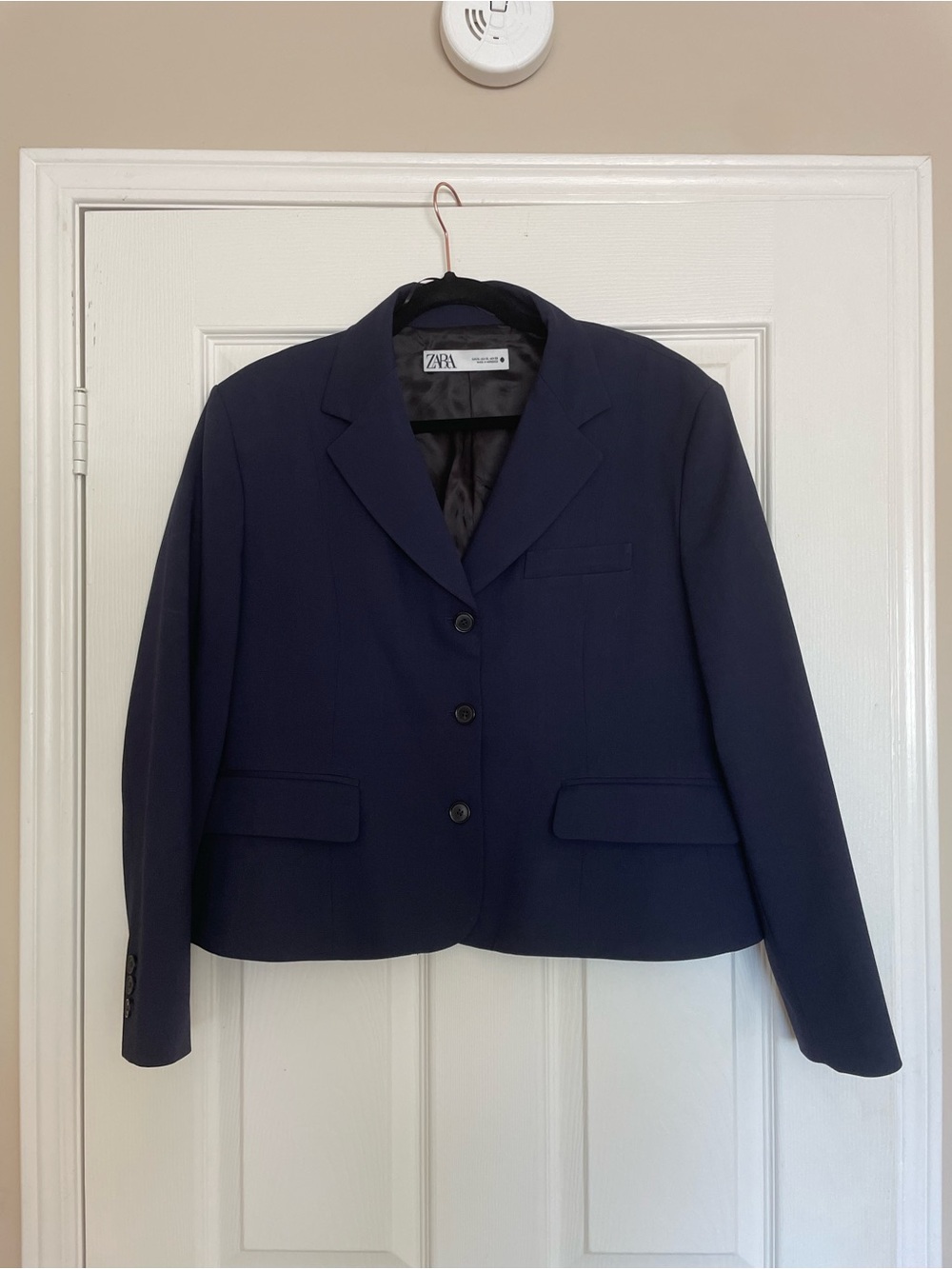 Zara Navy Tailored Cropped Blazer